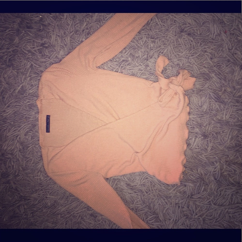 peach v-neck wrap sweater